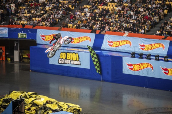 Lisbon, Portugal - March 2, 2024: HOT WHEELS MONSTER TRUCKS LIVE GLOW PARTY in Arena