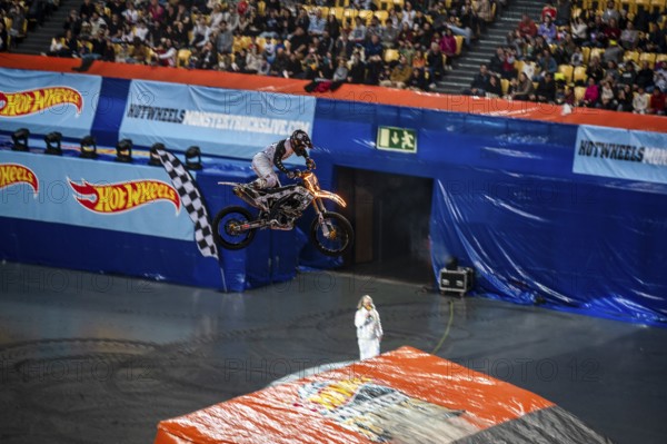 Lisbon, Portugal - March 2, 2024: HOT WHEELS MONSTER TRUCKS LIVE GLOW PARTY in Arena