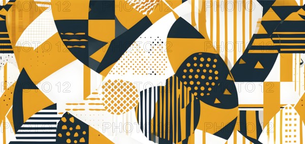 Abstract Easter egg design with geometric patterns, bold colors, and a mix of textures, creating a
