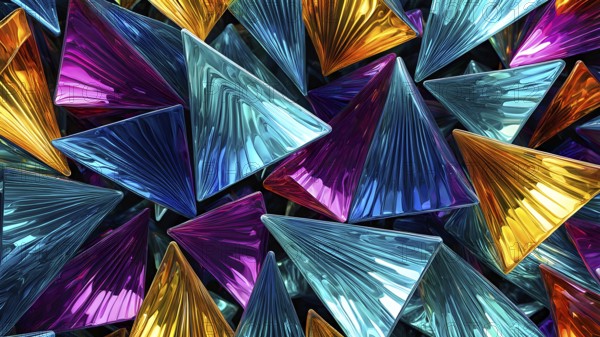 3d rendering of vibrant colored abstract changing glass design in an ornament structure, AI