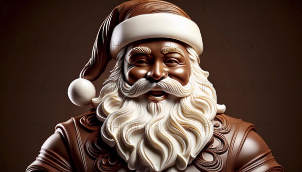 Cheerful chocolate Father Christmas, AI-generated image, AI generated