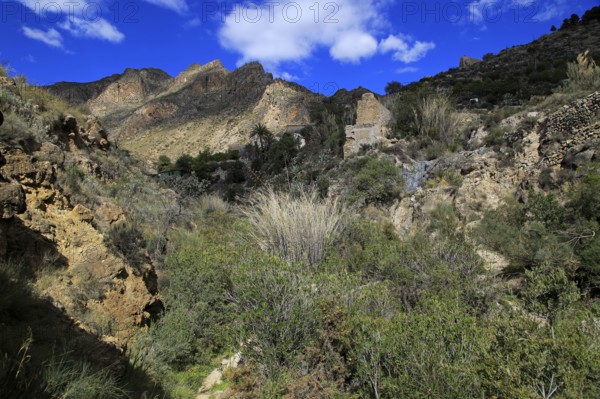 Countryside landscape, near Huebro, Ruta del Agua, Sierra Alhamilla mountains, Nijar, Almeria,