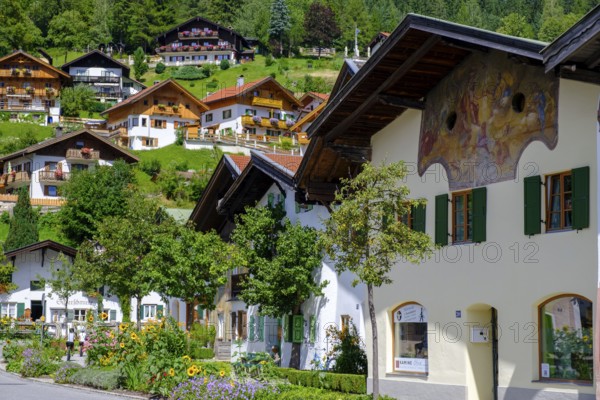 Historic houses, Gries, Mittenwald, Werdenfelser Land, Upper Bavaria, Bavaria, Germany, Europe