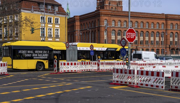 Major construction site on Mühlendamm and the area around the Rotes Rathaus, Berlin, Germany,