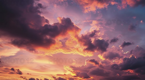 Scenic sunset skies over Caribbean islands, AI generated