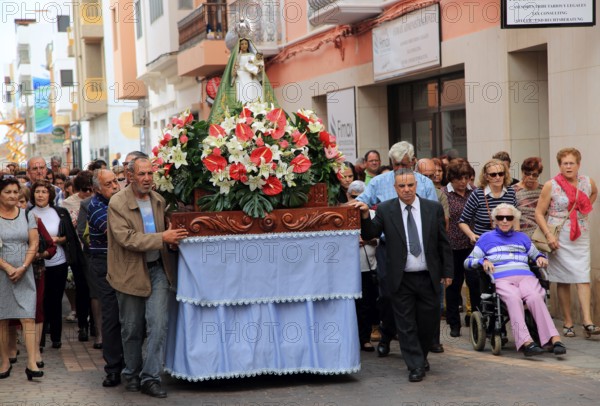 Fiesta procession Nuestra Senora de la Candelaria, Gran Tarajal, Fuerteventura, Canary Islands,