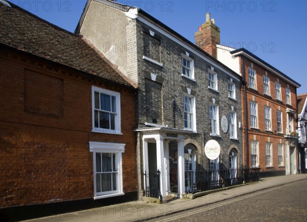 Historic buildings on street, Framlingham, Suffolk, England, United Kingdom, Europe