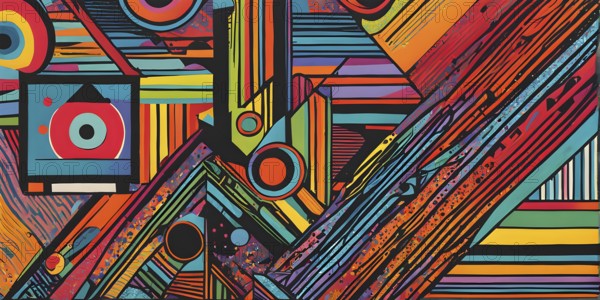 Pop art styled music album illustration featuring abstract crayon patterns and erratic lines in