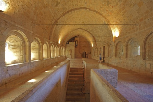 Interior view of the dormitory of the Romanesque abbey Le Thoronet, dormitory, Cistercian abbey,