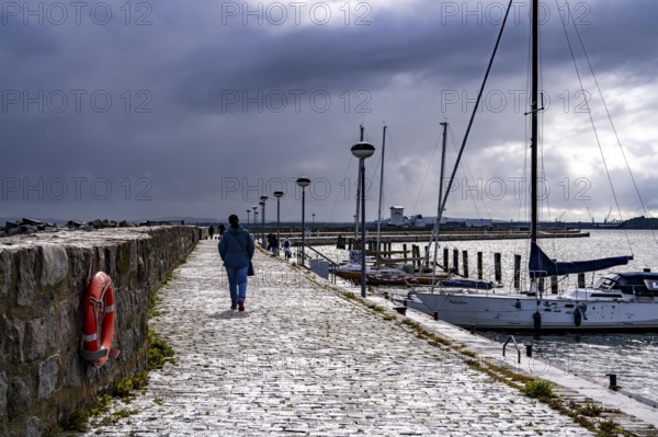 The city harbour of Sassnitz, Island of Rügen, Mole Mecklenburg-Vorpommern, Germany, Europe