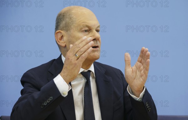 Olaf Scholz (SPD), Federal Chancellor, presents the 2025 budget at the BPK. Berlin, 05.07.2024.
