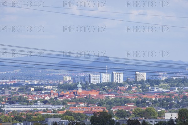 Cityscape Dresden, Unicampus, court, Zschertnitz and Saxon Switzerland with the Lilienstein,