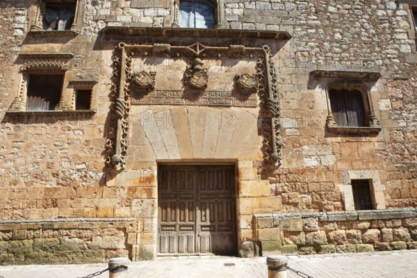 Facade of the Villa de Ayllon or noble palace in the historic centre of Ayllon, province of