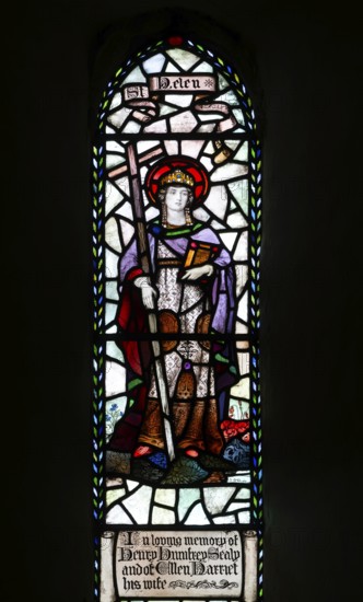 Stained glass window of Saint Helen by Stuart G Davis 1922, church of Saint Mary the Virgin,