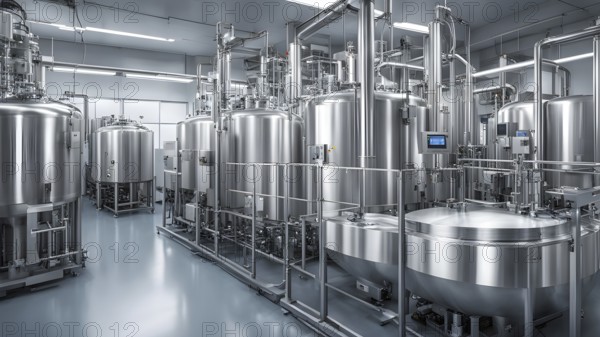 Mechanized pharmaceutical bioreactor in a manufacturing laboratory, AI generated