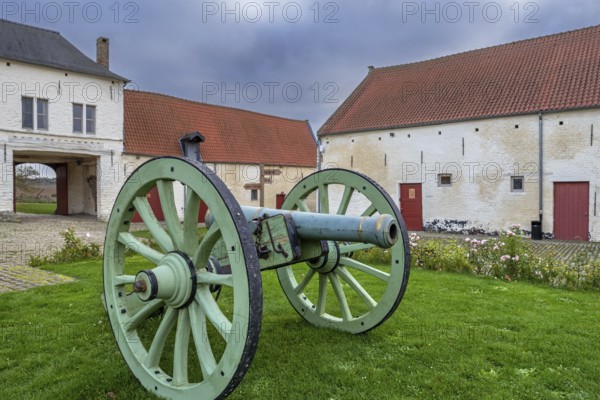 Cannon at Château d'Hougoumont, fortified farm, manor, defended by British troops during the 1815