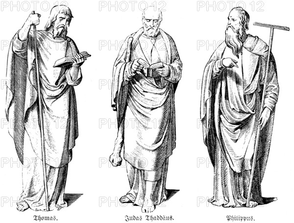 Portrait of the Apostles Thomas, Judas Thaddaeus, Philip, Bible, New Testament, Gospel of Luke,