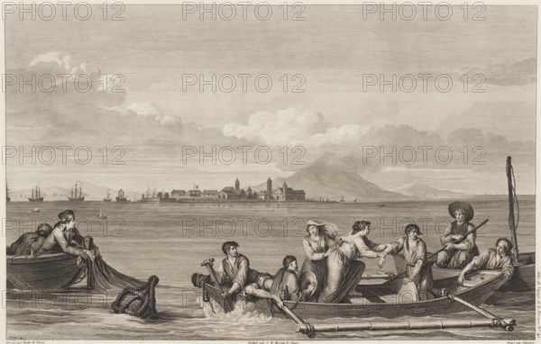 View of Cavite in the Bay of Manila, Historical, digitally restored reproduction from a 19th