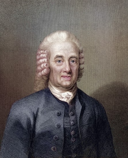 Emanuel Swedenborg (1688-1772) Swedish philosopher, mystic and cosmologist. Portrait engraving,