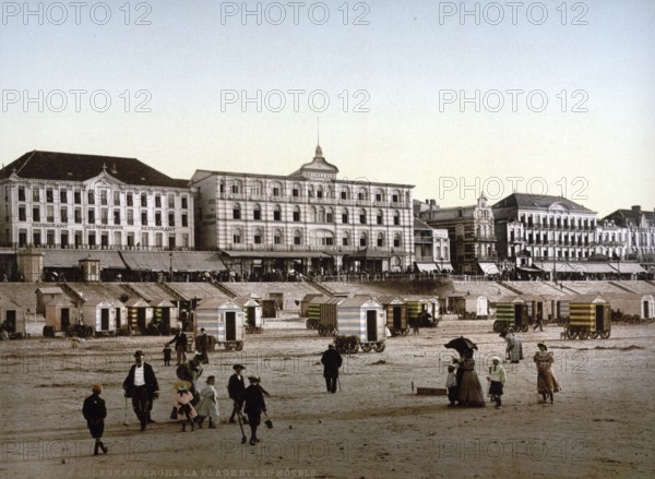 The beach and the hotels, Blankenberge, Belgium, ca 1890, Historical, digitally restored