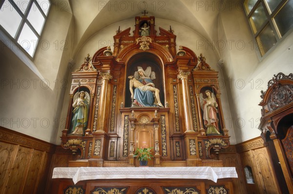 Interior view of the choir, altar, Capuchin Church of St Maximilian, Capuchin Monastery, Merano,