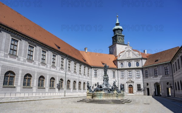 Fountain courtyard with Perseus Fountain, inner courtyard in the Munich Residence, Munich, Upper