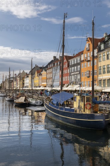 Nyhavn, in the Frederiksstaden district, harbour district with houses over 300 years old, moored