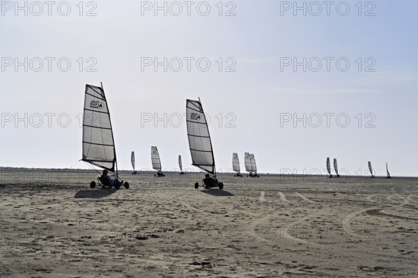 Beach sailor on a sandy beach, De Cocksdorp, North Sea, Texel, West Frisian Islands, Province of