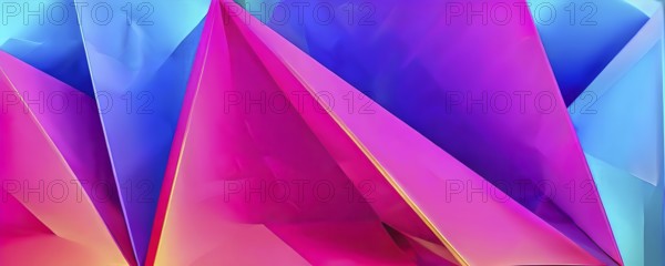Modern abstract cover template with vibrant perspective 3d geometric prism shapes, AI generated