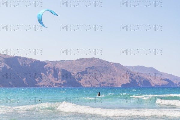 Kitesurfing, Episkopi beach, Rethymno, Crete, Greek Islands, Greece, Europe