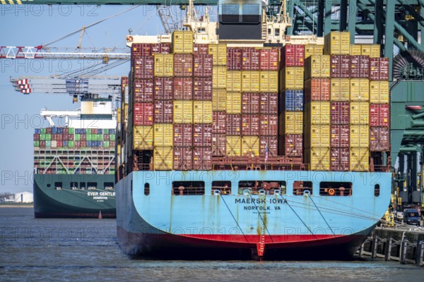 The port of Antwerp, on the Scheldt, is the second largest seaport in Europe, container port DP