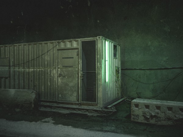 Rescue container in section H41 in the Sill Gorge, Brenner Base Tunnel, Tyrol, Austria, Europe
