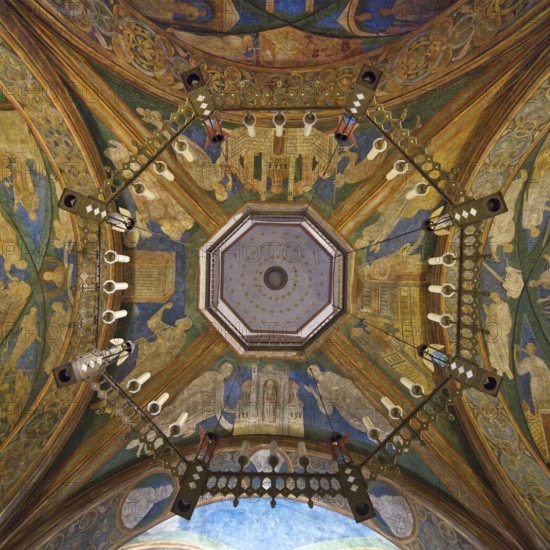 St. Maria and Clemens, view from the lower church through the opening to the ceiling of the upper