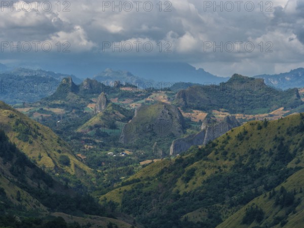 Landscape with mountains and rocks, Tana Toraja, Sulawesi, Indonesia, Asia