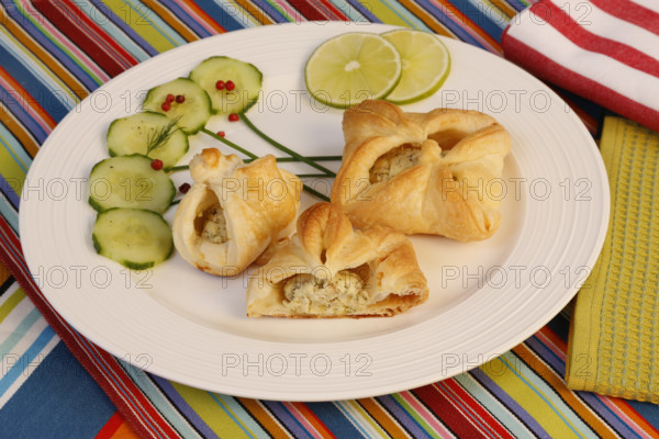Southern German cuisine, trout cream in puff pastry, starter, fish dish, baked, from the oven,