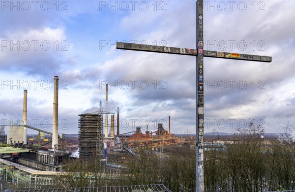 The Thyssenkrupp Steel steelworks in Duisburg-Marxloh, on the Rhine, coking plant unloading tower,