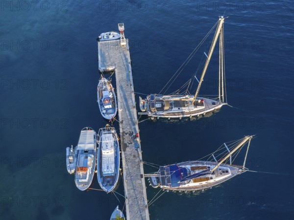 The small fishing harbour in Katapola, Amorgos, Cyclades, Greece, Europe