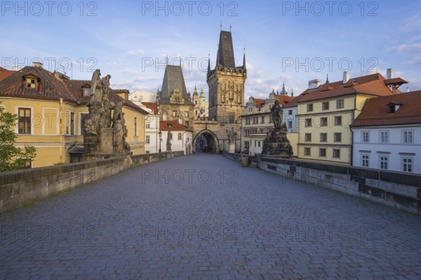 Charles Bridge, Lesser Town Bridge Tower, UNESCO World Heritage Site, Prague, Czech Republic,