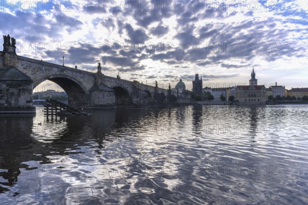 Vltava and Charles Bridge, Old Town Bridge Tower, Bedrich Smetana Museum in the former waterworks,