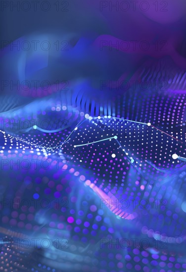 Artificial intelligence, lines, dots and pattern, vibrant blue and purple hues, abstract wallpaper