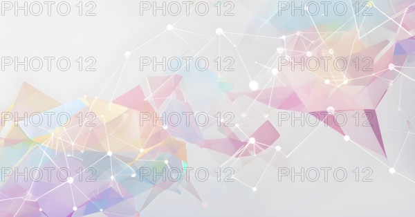 Abstract polygons shifting and rotating seamlessly, connected by glowing lines representing AI