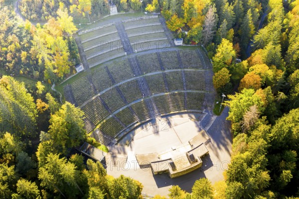Aerial view of the Waldbühne in Schwarzenberg in the Ore Mountains, Saxony, Germany, Europe