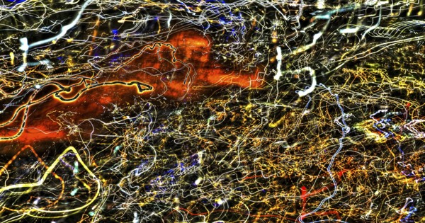 Creative shot, abstract, dancing light, night shot, light reflections, blurred, zoom, creative,