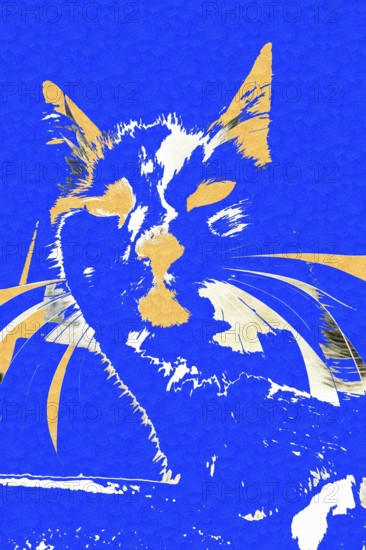 Michas Cats, art, mixed media, artist Michael Preyer, abstract cat portrait, portrait, cat head,