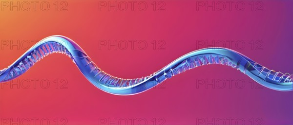 DNA double helix structure against gradient background, AI generated
