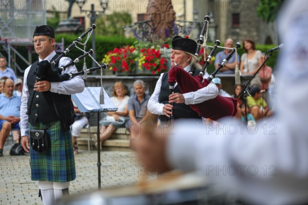 Bagpipe orchestra, Pipe concert, Sigmaringen, Baden-Württemberg, Germany, Europe