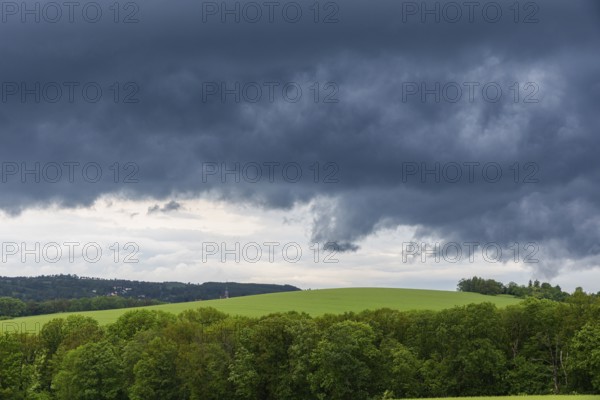 Heavy rain showers and thunderstorms over Possendorf in the Eastern Ore Mountains, Possendorf,