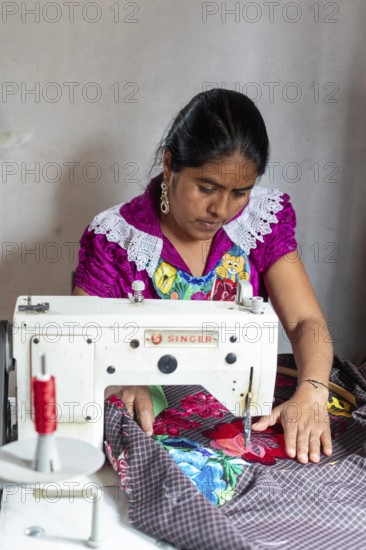 San Miguel del Valle, Oaxaca, Mexico, Epifania Hernandez Garcia makes elaborate aprons, worn by