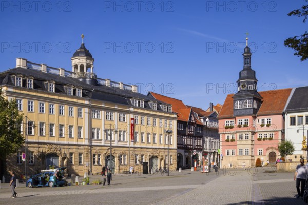 City palace, town hall and Georgsbrunnen fountain, Eisenach, Thuringia, Germany, Europe