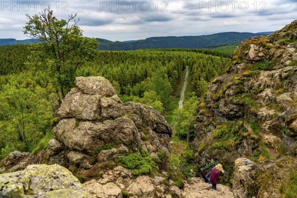 The Bruchhauser Steine, in the Hochsauerland district, rock formations with four main rocks, on the